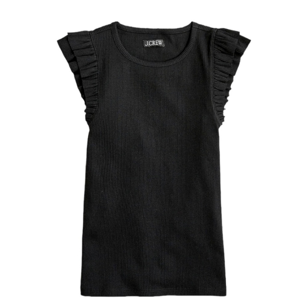 NWT J.Crew Vintage rib knit ruffle sleeve shirt